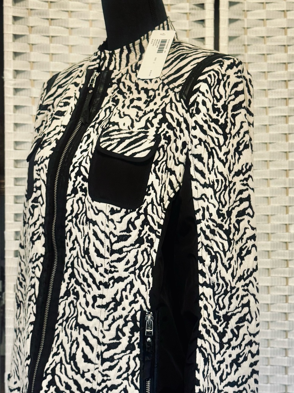 NWT Black & White Zebra Print Women's motorcycle style Jacket -